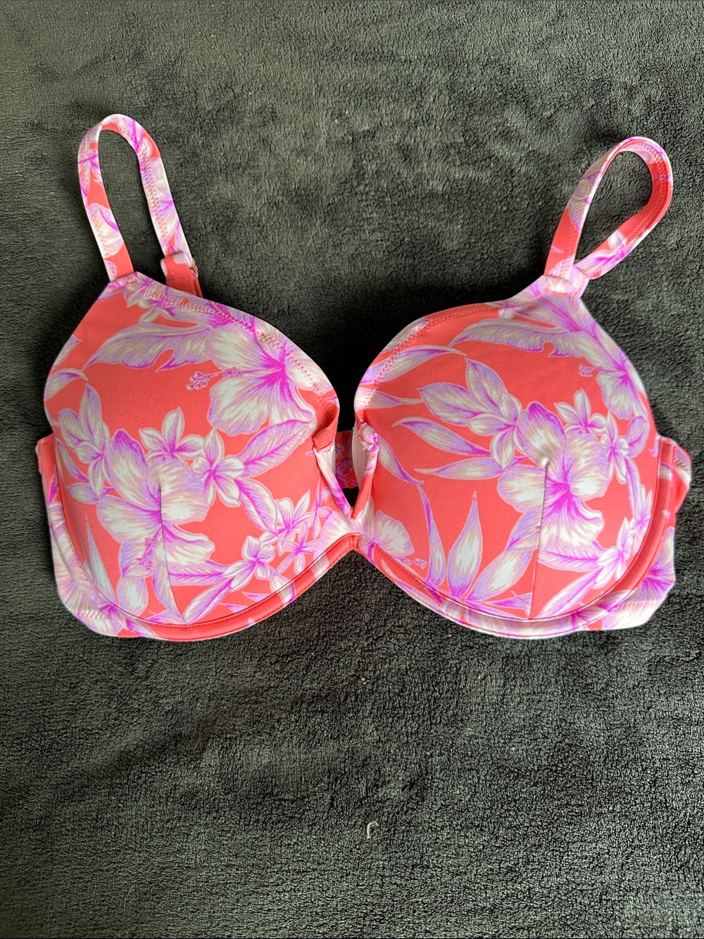 Shade & Shore Pink Coral Floral Underwire Bikini Top